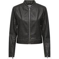 Only Kunstlederjacke - Onlmindy Faux Leather Washed Jacket - XS bis XL - für Damen - Größe M - schwarz von Only