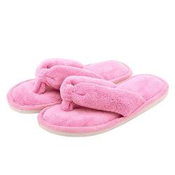 Damen Hausschuhe, Korallen-Fleece, Zehensteg, Flip-Flops für Frauen, rose, 36.5/37.5 EU von Onmygogo