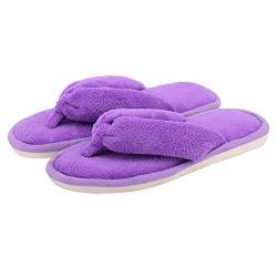 Damen Hausschuhe, Korallen-Fleece, Zehensteg, Flip-Flops für Frauen, violett, 36.5/37.5 EU von Onmygogo