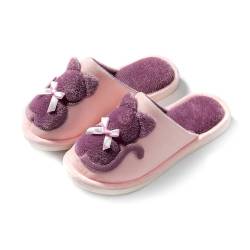 Onmygogo Damen Haus Hausschuhe, Winter Indoor Hausschuhe für Frauen, Scuff Katze Hausschuhe（purple,38-39 EU von Onmygogo