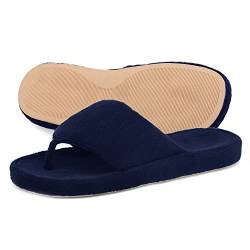 Onmygogo Frauen Indoor Haus Zehensteg Flip Flop Hausschuhe mit Fußgewölbeunterstützung, Flip-Flops Thong Hausschuhe für Frauen (38/38.5 EU, Navy, numeric_38) von Onmygogo