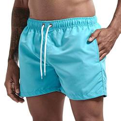 Onsoyours Badeshorts für Männer Jungen Badehose für Herren Sommer Badeshorts Strand Surf Board Shorts Schwimmhose Schnelltrocknend Sporthose mit Tunnelzug Hellblau M von Onsoyours