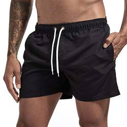 Onsoyours Badeshorts für Männer Jungen Badehose für Herren Sommer Badeshorts Strand Surf Board Shorts Schwimmhose Schnelltrocknend Sporthose mit Tunnelzug Schwarz L von Onsoyours