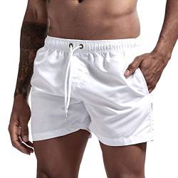 Onsoyours Badeshorts für Männer Jungen Badehose für Herren Sommer Badeshorts Strand Surf Board Shorts Schwimmhose Schnelltrocknend Sporthose mit Tunnelzug Weiß L von Onsoyours