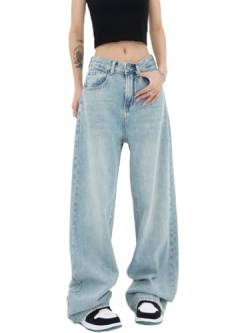 Onsoyours Baggy Jeans Damen Jeans Hose mit Hoher Taille Y2K Style Harajuku E-Girl Streetwear Hose Casual Baggy Vintage Denim Hose Freizeit Loose Gerade Hosen Baggy Boyfriend Jeans A10 Hellblau M von Onsoyours