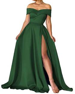 Onsoyours Ballkleider Cocktailkleid Partykleid Satin A Linie Ärmellos Schulterfrei Rückenfrei Sweetheart-Ausschnitt Kleid Lange Abendkleider Mit Taschen Freizeitkleid Maxikleid B Dunkelgrün S von Onsoyours