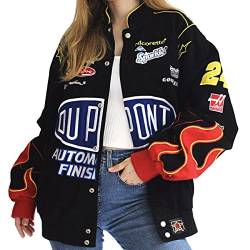 Onsoyours Bomberjacke Damen Sweatjacke Ladies College Sweat Jacket Druckknopf Für Frauen Oversized Patchwork Jacke Vintage Brief Druck Jacken Baseball Mantel N Schwarz XL von Onsoyours