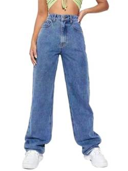 Onsoyours Damen Baggy Jeans Y2K High Waist Vintage Hose mit Taschen Schlaghose Cargo Pants Fashion Cargohose Streetwear für Frauen Mädchen A Dunkelblau L von Onsoyours