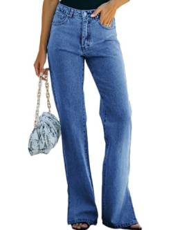 Onsoyours Damen Baggy Jeans Y2K High Waist Vintage Hose mit Taschen Schlaghose Cargo Pants Fashion Cargohose Streetwear für Frauen Mädchen D Dunkelblau M von Onsoyours