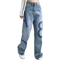 Onsoyours Damen Baggy Jeans Y2K Jeanshose mit Hoher Taille Baggy Denim Hosen Freizeithose Boyfriend Jeans C3 Blau XL von Onsoyours