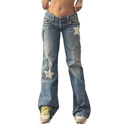 Onsoyours Damen Baggy Jeans Y2K Jeanshose mit Hoher Taille Baggy Denim Hosen Freizeithose Boyfriend Jeans C6 Blau M von Onsoyours