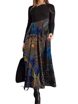 Onsoyours Damen Blumen Muster Rundhals Casual Blusenkleid Kleider Blusenkleid Elegant Longshirt V-Ausschnitt Hemdkleid Kurze Minikleid Mit Knöpfe D Mehrfarbig 06 XL von Onsoyours