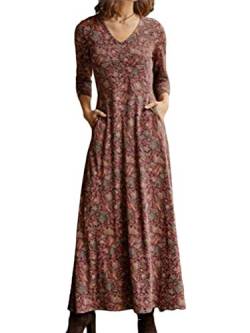 Onsoyours Damen Blumen Muster Rundhals Casual Blusenkleid Kleider Blusenkleid Elegant Longshirt V-Ausschnitt Hemdkleid Kurze Minikleid Mit Knöpfe Rot XL von Onsoyours