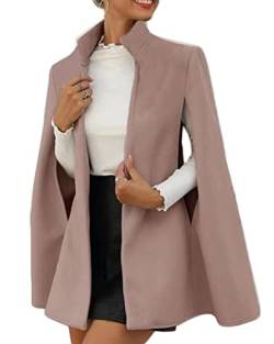 Onsoyours Damen Cape Blazer Split Ärmel vorne offen Jacke Workwear mit Taschen Rosa M von Onsoyours