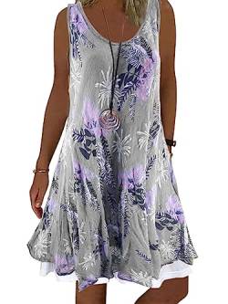 Onsoyours Damen Chiffon Boho Kleid Mit Gürtel Sommerkleid Partykleid Elegant V-Ausschnitt Maxikleid Blumenkleid Abendkleid Rüschen Strandkleid Cocktailkleid H Grau 40 von Onsoyours