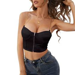 Onsoyours Damen Corset Tops Y2K Sexy Off Shoulder Schulterfrei Trägerlos Crop Top Bandeau Korsett Oberteile Push Up Bustier Clubwear Streetwear F Schwarz L von Onsoyours