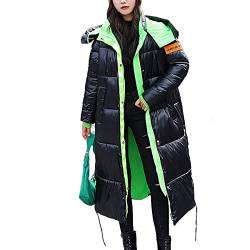 Onsoyours Damen Daunenjacke Winterjacke Steppjacke Wintermantel Lange Daunenjacke Parka Jacke Outwear Frauen Winter Warm Daunenmantel mit Pelzkragen Mantel Steppmantel B Schwarz Grün XXL von Onsoyours