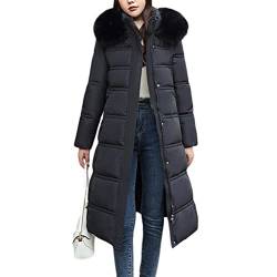 Onsoyours Damen Daunenjacke Winterjacke Steppjacke Wintermantel Lange Daunenjacke Parka Jacke Outwear Frauen Winter Warm Daunenmantel mit Pelzkragen Mantel Steppmantel C Schwarz XXL von Onsoyours