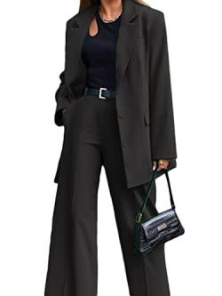 Onsoyours Damen Elegant Hosenanzug Damen Business Anzug 2-teilig Anzug Zweiteiler Slim Fit Streetwear C Schwarz L von Onsoyours