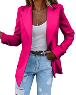 Onsoyours Damen Elegant Langarm Blazer Einfarbig Slim Fit Geschäft Büro Jacke Mantel Casual Anzüge Revers Outwear Neue Frühlings Anzüge Lila rot S von Onsoyours