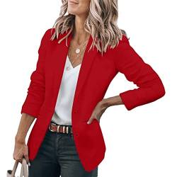 Onsoyours Damen Elegant Langarm Blazer Revers Tasche Einfarbig Slim Fit Geschäft Büro Jacke Mantel Casual Anzüge B Rot S von Onsoyours