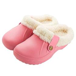 Onsoyours Damen Eva Clogs Gefüttert Herren Winter Hausschuhe Wasserdicht Warme Pantoffeln Plüsch Pantoletten rutschfeste Outdoor Winterschuhe A Rosa 39/40 EU von Onsoyours