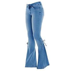 Onsoyours Damen Jeanshose Lang Stretch Skinny Jeanshose Elegant Bootcut Schlaghose High Waist Weites Bein Denim Hose Schlagjeans H Dunkelblau L von Onsoyours