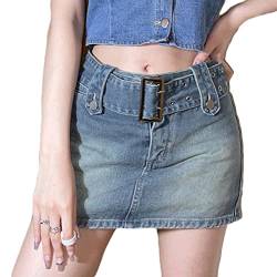 Onsoyours Damen Jeansrock E-Girl Y2K Gefaltete Röcke Damen Mini Jeans Minirock Y2k Kurz Denim Skirt Stretch Sommerrock A Blau S von Onsoyours