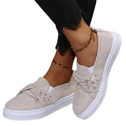 Onsoyours Damen Low Cut Sneaker Canvas Flache Schuhe Beiläufige Schuhe Sommer Frühling Turnschuhe Plattform Freizeitschuhe C Beige 38 EU von Onsoyours