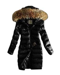 Onsoyours Damen Mantel Winterjacke Daunenjacke Warme Jacke Outdoorjacke mit Kapuze Sportlicher Damen Mädchen Parka Mit Pelzkragen Mantel Steppmantel B Schwarz XL von Onsoyours