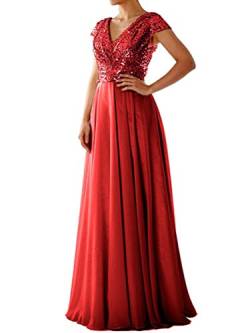 Onsoyours Damen Maxikleid Brautjungfer Neckholder Pailletten Verziert Abschlussball Hochzeit Dleider Bridesmaid Dress N Rot 48 von Onsoyours