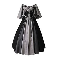 Onsoyours Damen Mittelalterliche Kleid mit Trompetenärmel Mittelalter Party Kostüm Maxikleid Grau L von Onsoyours