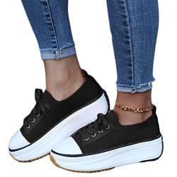 Onsoyours Damen Plateau Schuhe Canvas Sneaker Schuhe für Sport Freizeit Turnschuhe Sportschuhe Laufschuhe Atmungsaktive Mesh Freizeitschuhe Frühling Herbst Schwarz 36 EU von Onsoyours