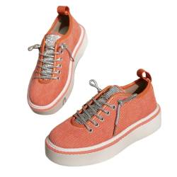 Onsoyours Damen Retro Sneaker Flach Runde Zehe Turnschuhe Canvas Schuhe Strass Lässige Halbschuhe Wanderschuhe Sportschuhe Freizeitschuh Wildleder Derby Schuhe C Orange 38 EU von Onsoyours