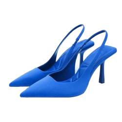 Onsoyours Damen Sandaletten Slingback Kitten Heel Spitz Zehen Kleid Pumps Schuhe A Blau 37 EU von Onsoyours