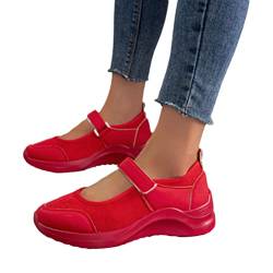 Onsoyours Damen Schuhe Mesh Plateau Freizeitschuhe Walkingschuhe Sommer Turnschuhe Runde Zehen Schuhe Sneaker Outdoor Beiläufige Atmungsaktive Sandalen B Rot 35 EU von Onsoyours