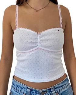 Onsoyours Damen Sexy Tube Top Spitze Trägerloses Top Y2k Oberteile Crop Top BH Bandeau Top Sommer Aesthetic Clothes Outfit Streetwear Clubwear B Weiß03 S von Onsoyours