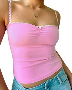 Onsoyours Damen Sexy Tube Top Spitze Trägerloses Top Y2k Oberteile Crop Top BH Bandeau Top Sommer Aesthetic Clothes Outfit Streetwear Clubwear C Rosa S von Onsoyours