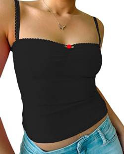 Onsoyours Damen Sexy Tube Top Spitze Trägerloses Top Y2k Oberteile Crop Top BH Bandeau Top Sommer Aesthetic Clothes Outfit Streetwear Clubwear C Schwarz S von Onsoyours