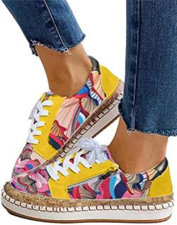 Onsoyours Damen Sommer Frühling Low Cut Sneaker Canvas Flache Schuhe Damen Freizeitschuhe Turnschuhe D Gelb 40 EU von Onsoyours