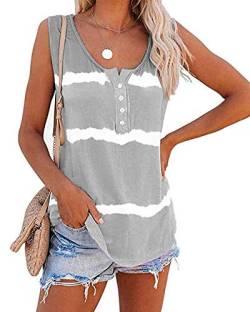 Onsoyours Damen Sommer T-Shirts Tie Dye Bunte Gestreift ärmellose Tank Top Ohne Arm Rundhals Lose Oversize Kontrastfarben Bluse Tops Shirt von Onsoyours