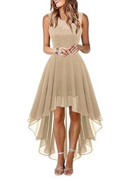 Onsoyours Damen Spitzenkleid Elegant Cocktailkleid Ärmellos Abendkleid Chiffon Hochzeitskleid Brautjungfer Kleid B Khaki L von Onsoyours