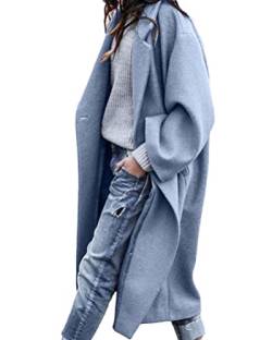 Onsoyours Damen Trench Jacke Trenchcoat Warme Mantel Wintermantel Winter Jacken A Blau L von Onsoyours