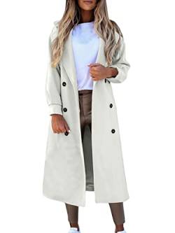 Onsoyours Damen Winter Blazer Mantel Wollmantel Lang Warme üBergangsjacke Einfarbig Slim Fit Revers Blazer Jacke E Weiß M von Onsoyours