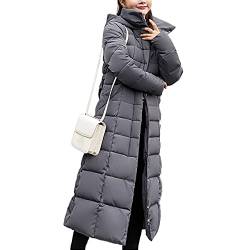 Onsoyours Damen Winterjacke Lange Daunenjacke Steppjacke Wintermantel Parka Jacke Outwear Frauen Winter Warm Daunenmantel mit Pelzkragen B Grau XL von Onsoyours