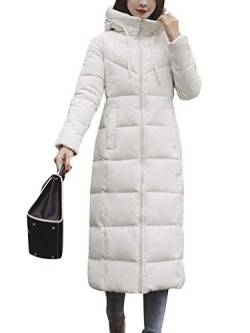 Onsoyours Damen Winterjacke Lange Daunenjacke Warm Parka Jacke mit Fellkapuze Steppjacke Wintermantel Casual Daunenmantel A Weiß 3XL von Onsoyours