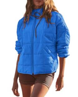 Onsoyours Damen Winterjacke Puffer Jacke Gesteppte Daunenjacke Leichte Steppjacke Frauen Dicke Winter Jacke für Teenager Mädchen Herbst Winter A Blau L von Onsoyours