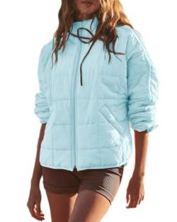 Onsoyours Damen Winterjacke Puffer Jacke Gesteppte Daunenjacke Leichte Steppjacke Frauen Dicke Winter Jacke für Teenager Mädchen Herbst Winter A Hellblau L von Onsoyours