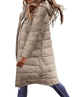 Onsoyours Damen Winterjacke Übergangsjacke Steppjacke Wintermantel Frauen Winter Warm Daunenmantel Lange Daunenjacke Jacke A Khaki M von Onsoyours