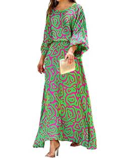 Onsoyours Damen Zweiteiliges Set Kleid Top Und Sommer Lange Rock Anzüge Druck Röcke Sets Freizeitkleid Outfit Suit A Grün02 XL von Onsoyours